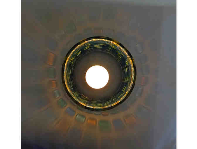 Large, Round, Hand Painted Candle Holder with Candle