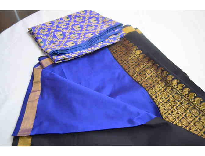 Kanchipuram Silk Black & Blue Saree