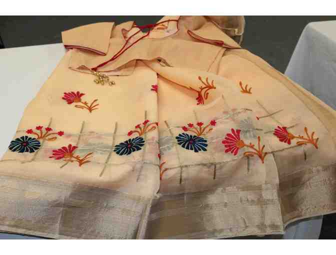 Cream Organza with Embrodery Saree