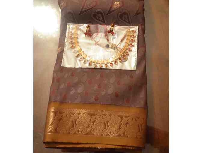 Grey Double Shade Blended Art Silk Saree