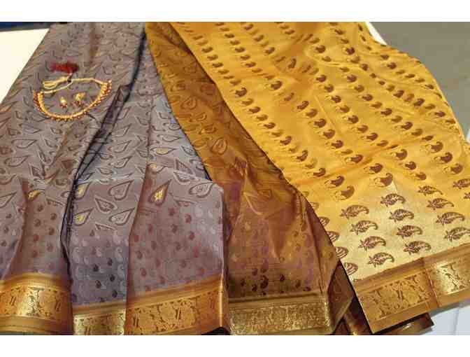 Grey Double Shade Blended Art Silk Saree