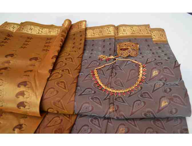 Grey Double Shade Blended Art Silk Saree