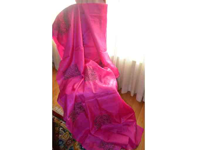 Bright Pink Raw Silk Saree