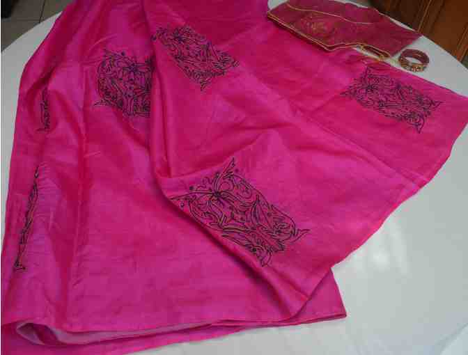Bright Pink Raw Silk Saree