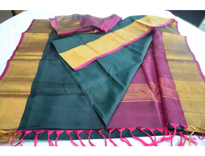 Rich Bottle Green and Majantha Silk Saree