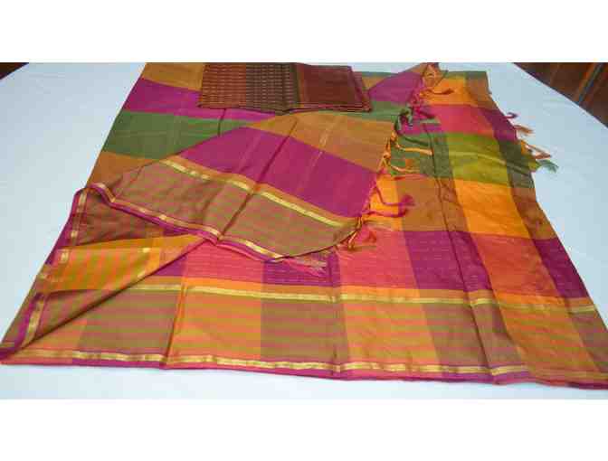 Checked Pure Silk Saree