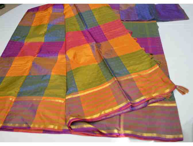 Checked Pure Silk Saree