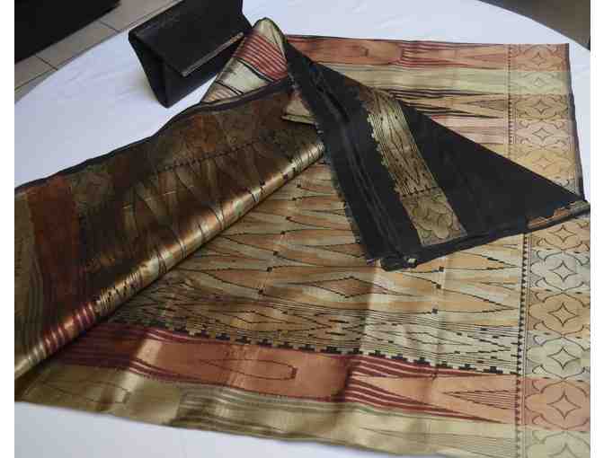 Black/Rust/Gold Benaras Silk Saree