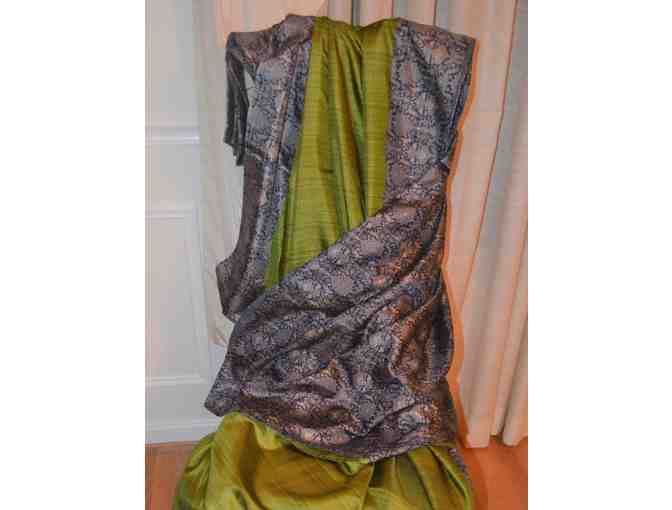 Green and Blue Banana Silk Saree
