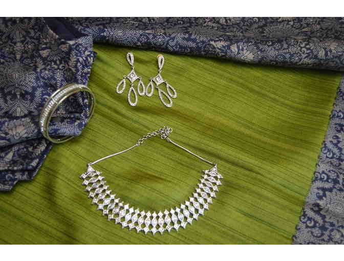 Green and Blue Banana Silk Saree