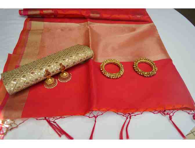 Gorgeous Orange Silk Cotton Saree