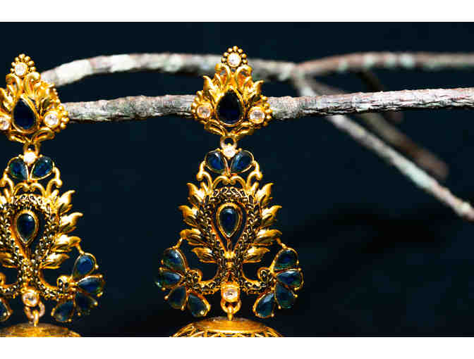 Blue Meenakari Jhumkas Earrings