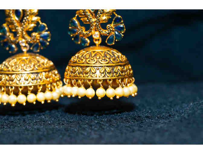Blue Meenakari Jhumkas Earrings