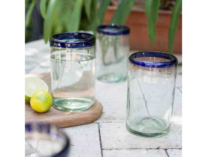 Novica: Fair Trade Blue Handblown Glass Tumblers, Set of 6, "Cobalt Classics" - Photo 1