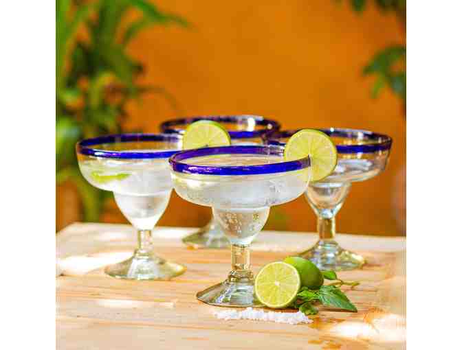 Novica: Happy Hour Margarita Handblown Glasses, Set of 4 - Photo 1