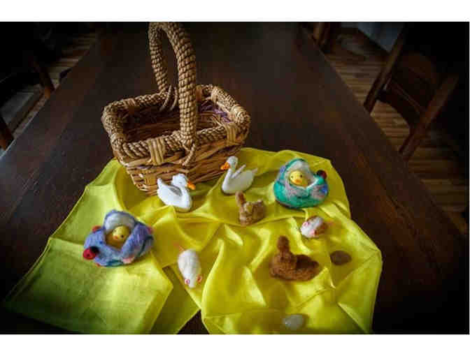 Easter Basket Full of Adorable Felted Creatures