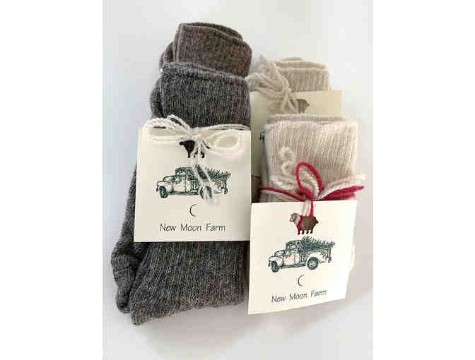 Wool Socks for Cozy Feet - 1 Pair (Adult 13-15) - New Moon Farm, Sonoma County Fine Wool