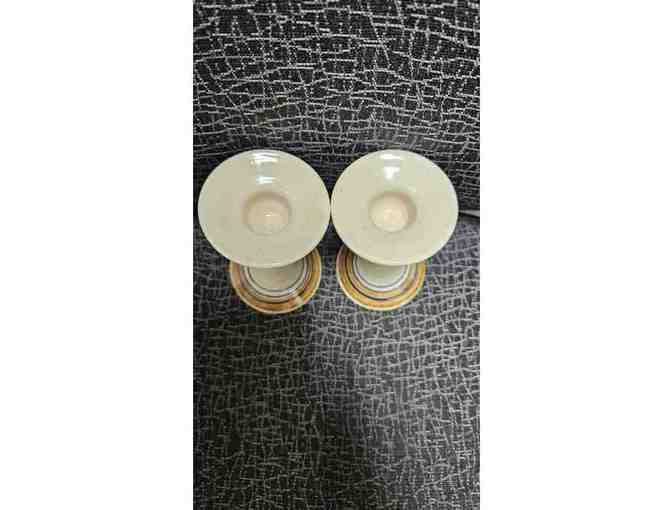 Pair of ceramic Shabbat candlesticks