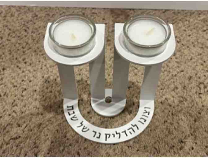 Candlestick, white anodized aluminum