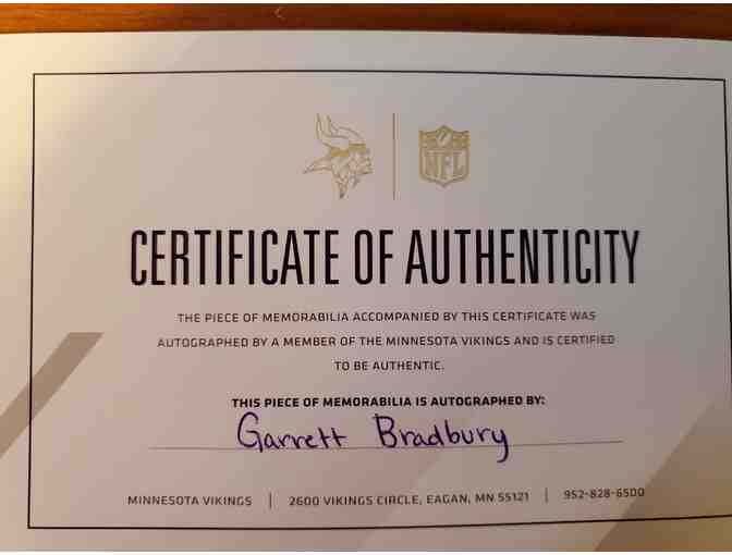 Vikings football autographed by Garrett Bradbury