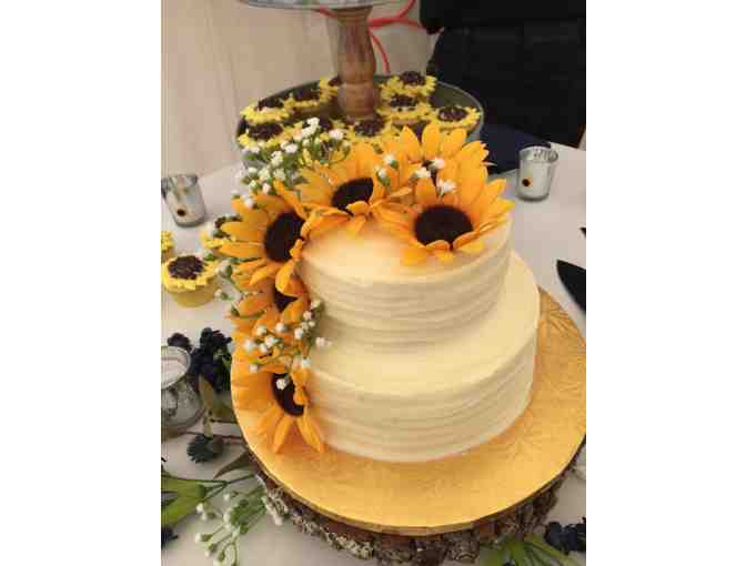 Custom Two-Tier Cake and Cupcakes from Gigi's Mini Cakes