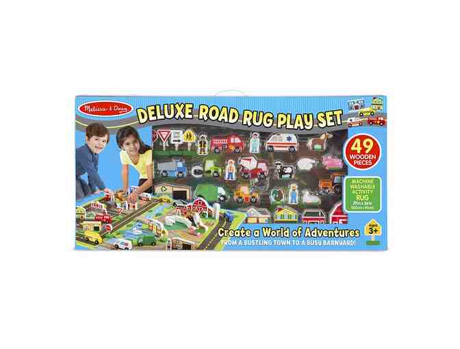 Melissa & Doug - Deluxe Road Rug Playset - Activity Rug w/ Wooden Play Pieces (ages 3+)