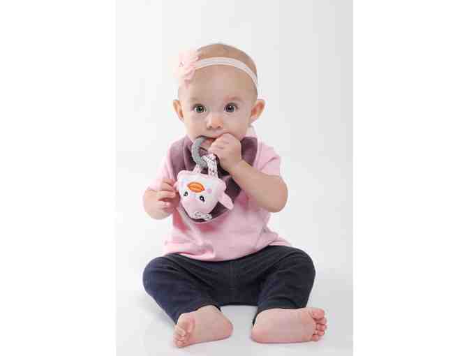 Buddy Bib 3-in-1 Bib/Toy/Pacifier Holder AND Munch Mitt Teething Mitten (ages 3-12 months)