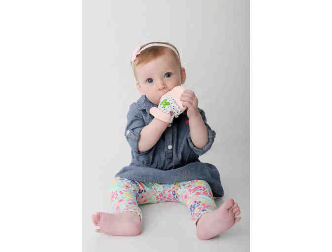 Buddy Bib 3-in-1 Bib/Toy/Pacifier Holder AND Munch Mitt Teething Mitten (ages 3-12 months)