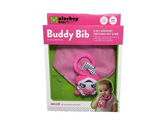 Buddy Bib 3-in-1 Bib/Toy/Pacifier Holder AND Munch Mitt Teething Mitten (ages 3-12 months)
