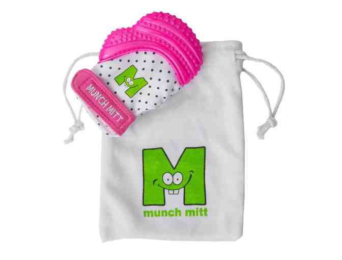 Buddy Bib 3-in-1 Bib/Toy/Pacifier Holder AND Munch Mitt Teething Mitten (ages 3-12 months)