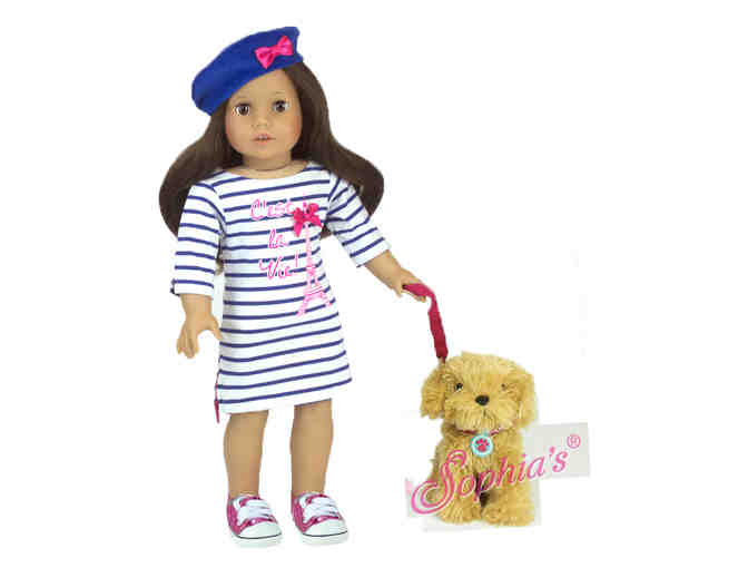 Sophia's - Travel Suitcase,  Eiffle Tower Outfit, Sneakers, AND Plush Puppy Travel Set