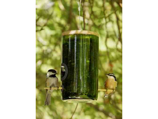 Bird Bottle Feeder handmade from a wine bottle
