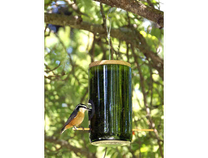Bird Bottle Feeder handmade from a wine bottle