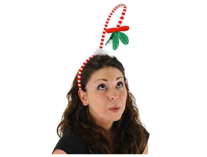 Women's Size Medium Ugly Sweater, Reindeer Themed Knitted Pullover and Mistletoe Headband