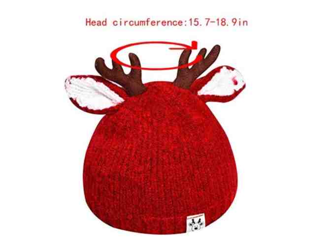 Baby knit Scarf & Reindeer Antlers - Baby Beanie, Crochet Knitted Hat