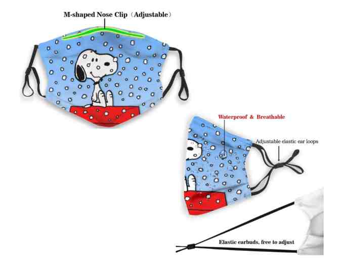Snoopy Christmas Peanuts and Red/Black Plaid Holiday Masks
