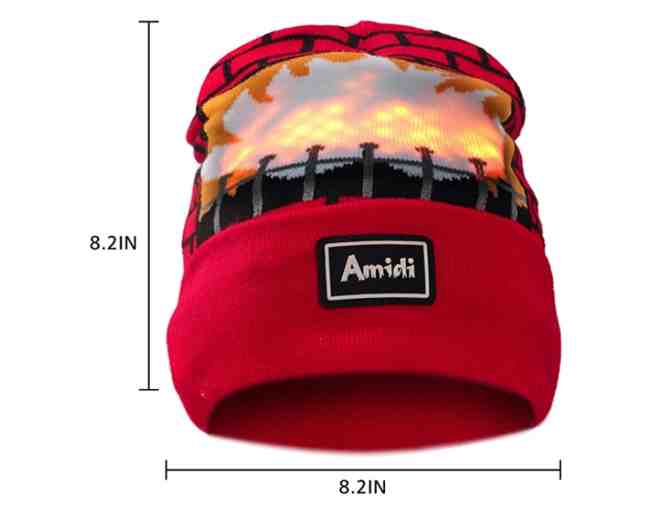 Digital Ugly Christmas Sweater (Crackling Fireplace)- Men's Large and Fireplace Beanie