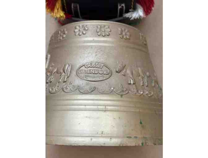 Large Swiss Brass Cow Bell with leather strap - Gusset Uetendorf