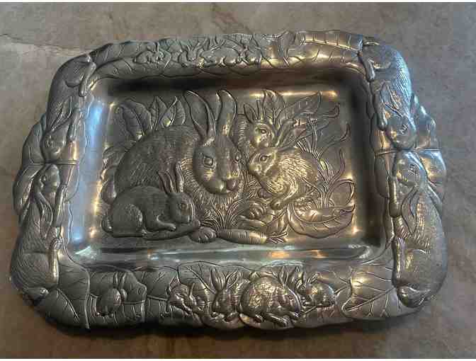 Vintage Albert Court Embossed 1986 Metal Bunny Serving Tray