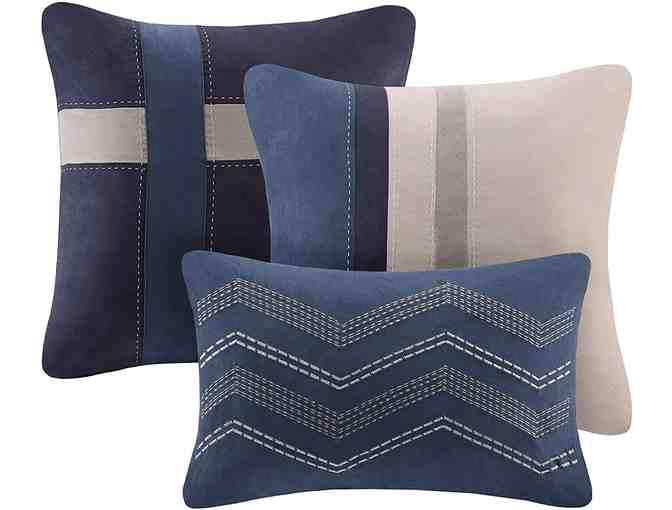 Madison Park Palisades 7 Piece Comforter Set, Blue, Queen