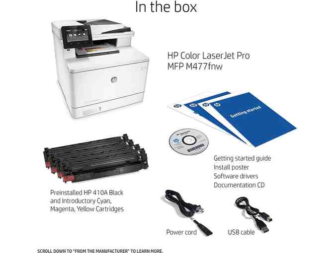 HP LaserJet Pro All-in-One Color Printer, M477FNW - (CF377A) model