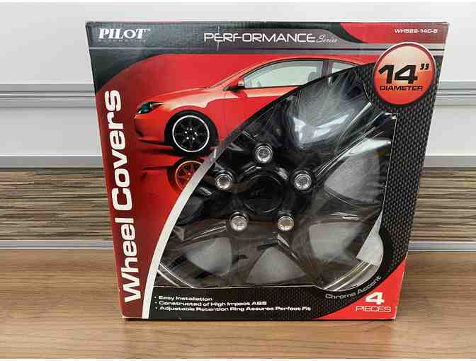 Pilot Automotive Black/Chrome 14' Wheel Cover (Set of 4) and Car Care Package