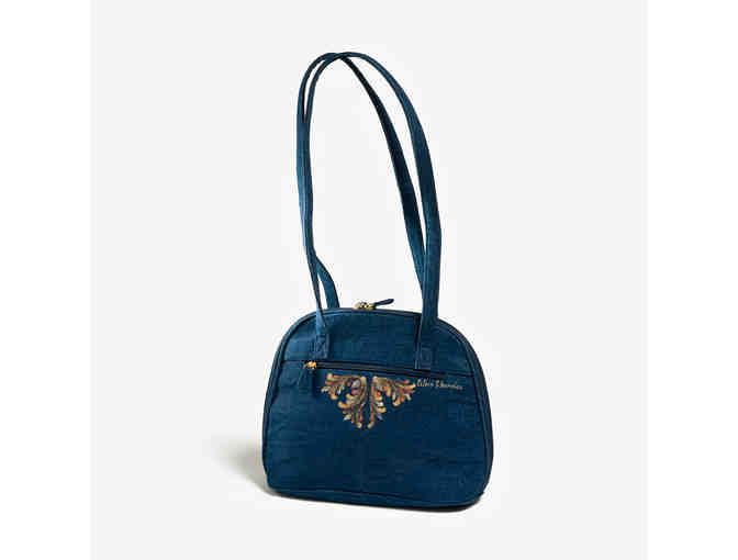 Denim purse with rosemaling with gold embellishments - Photo 4