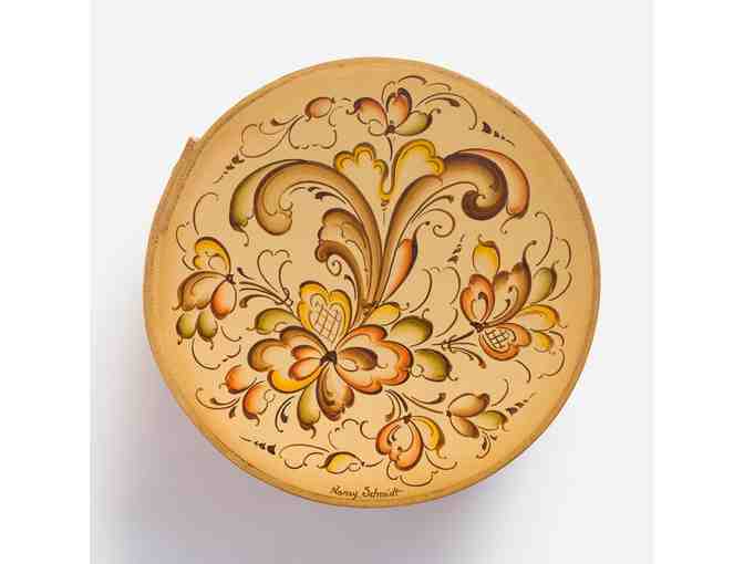 Rosemaled Round Wooden Box with a Lid by Nancy Schmidt