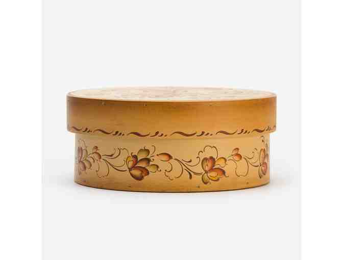 Rosemaled Round Wooden Box with a Lid by Nancy Schmidt
