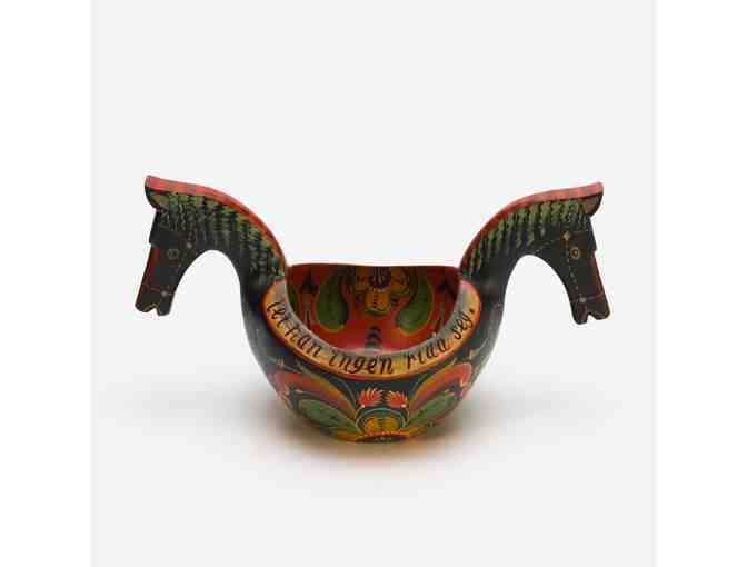 Rosemaled Horse-Headed Ale Bowl by Barb Wolter