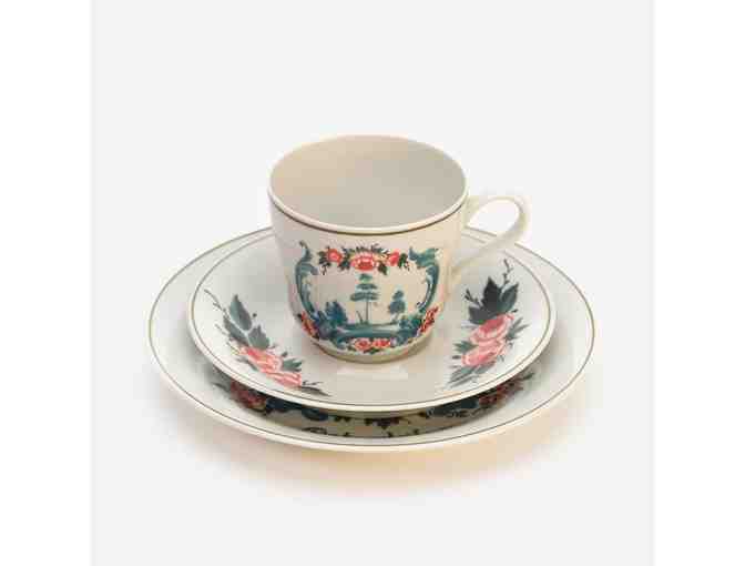 Set of 6 Porsgrund Porcelain China Cups, saucers and Dessert Plates