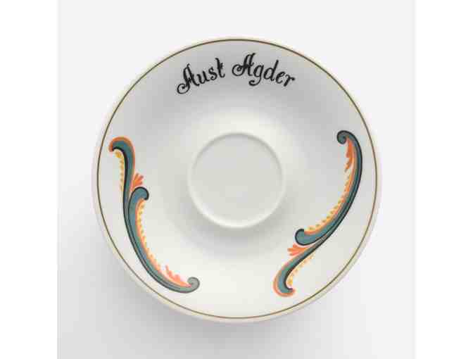 Set of 6 Porsgrund Porcelain China Cups, saucers and Dessert Plates