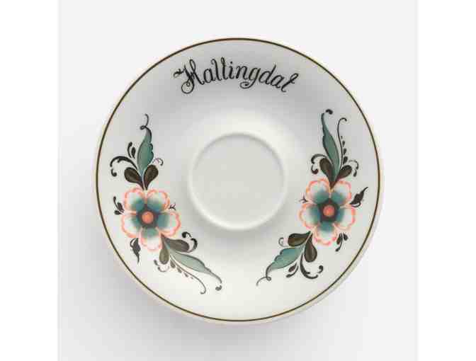 Set of 6 Porsgrund Porcelain China Cups, saucers and Dessert Plates