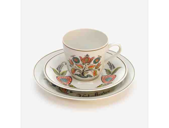 Set of 6 Porsgrund Porcelain China Cups, Saucers and Dessert Plates